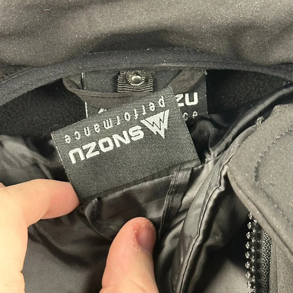 Snozu Performance Jacket Boys Large 14/16 Black Hooded Softshell Full Zip